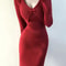 Vintage Knit Dress Red Bodycon Womens Crochet Cover Up Elegant Midi Knee Length Dress Luxury Clothi 1
