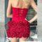 Mingmingxi Winter Cocktail Dress Strapless Sexy Mini Dress Luxury Red Lace Up New Year Party Dresse 3