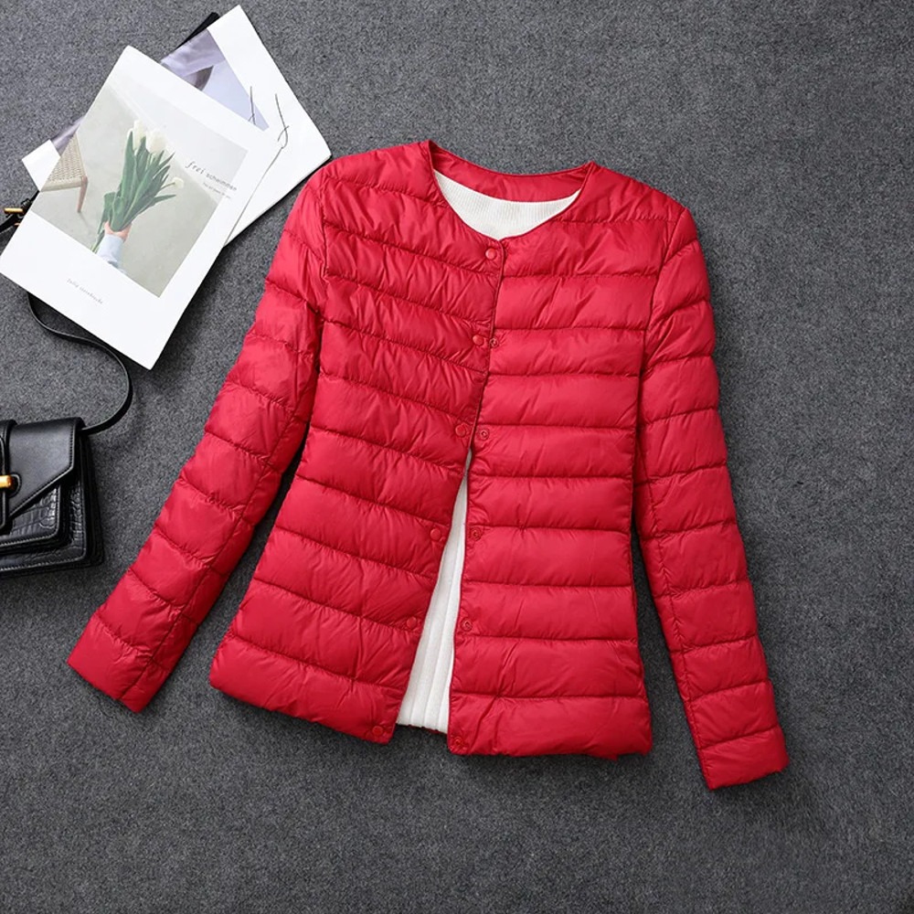 Womens Lightweight Down Jacket Matt Fabric Windbreaker Parka Warm Duck Down Coat 0