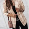 Women's Printed Suit Jacket, Autumn Winter New Style, Long Sleeve Double Button Blazer, Regular Fit Polyester Fiber