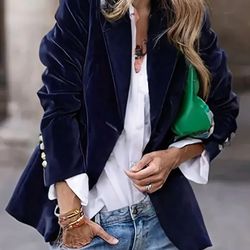 blazers for women, single button, suit collar, solid color, long sleeve fashion outerwear