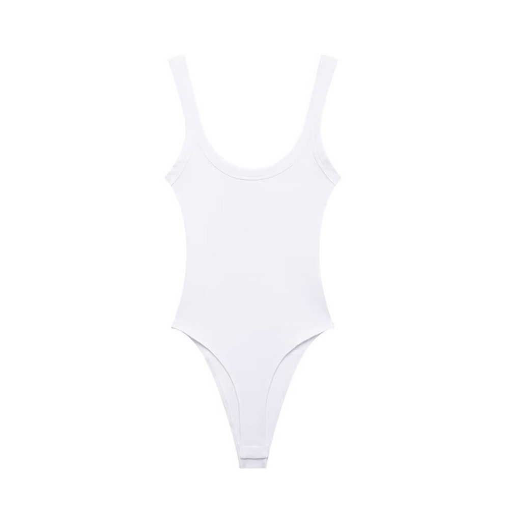 Womens Sexy Ribbed Bodysuit Comfortable Stretchy O Neck Tank Top With Snap Button Fashion Female Pl 2