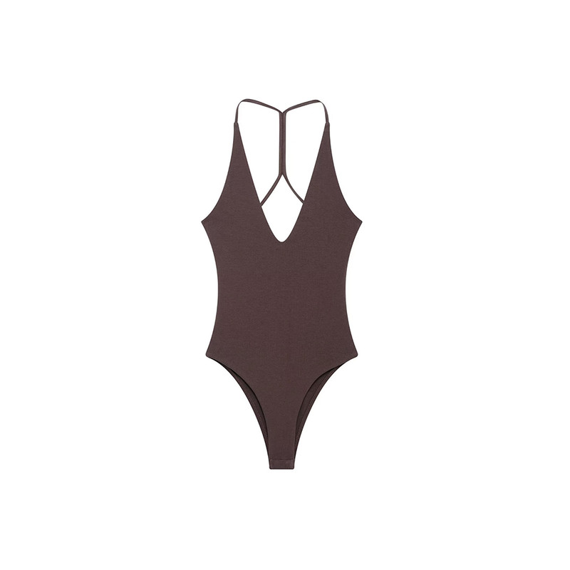 Sexy Backless Bodysuit, Chic V Neck Sling Top, Slim Fit Summer Body Suits for Women, High Street Fashion