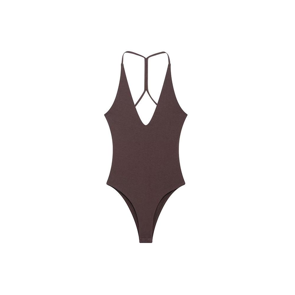 Sexy Backless Bodysuit, Chic V Neck Sling Top, Slim Fit Summer Body Suits for Women, High Street Fashion