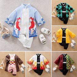 cute anime cape romper, newborn baby bodysuit, long sleeve cotton outfit for boys and girls