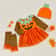 Pumpkin Print Halloween Romper Newborn Baby Girl Costume With Hat Leg Warmers Long Sleeve Dress 0