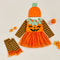 Pumpkin Print Halloween Romper Newborn Baby Girl Costume With Hat Leg Warmers Long Sleeve Dress 1