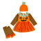 Pumpkin Print Halloween Romper Newborn Baby Girl Costume With Hat Leg Warmers Long Sleeve Dress 5