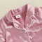 Cute Toddler Sleepwear, Baby Boy Girl Satin Pajama Set, Short Sleeve Button Up Shorts Jumpsuit
