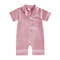 Cute Toddler Sleepwear, Baby Boy Girl Satin Pajama Set, Short Sleeve Button Up Shorts Jumpsuit