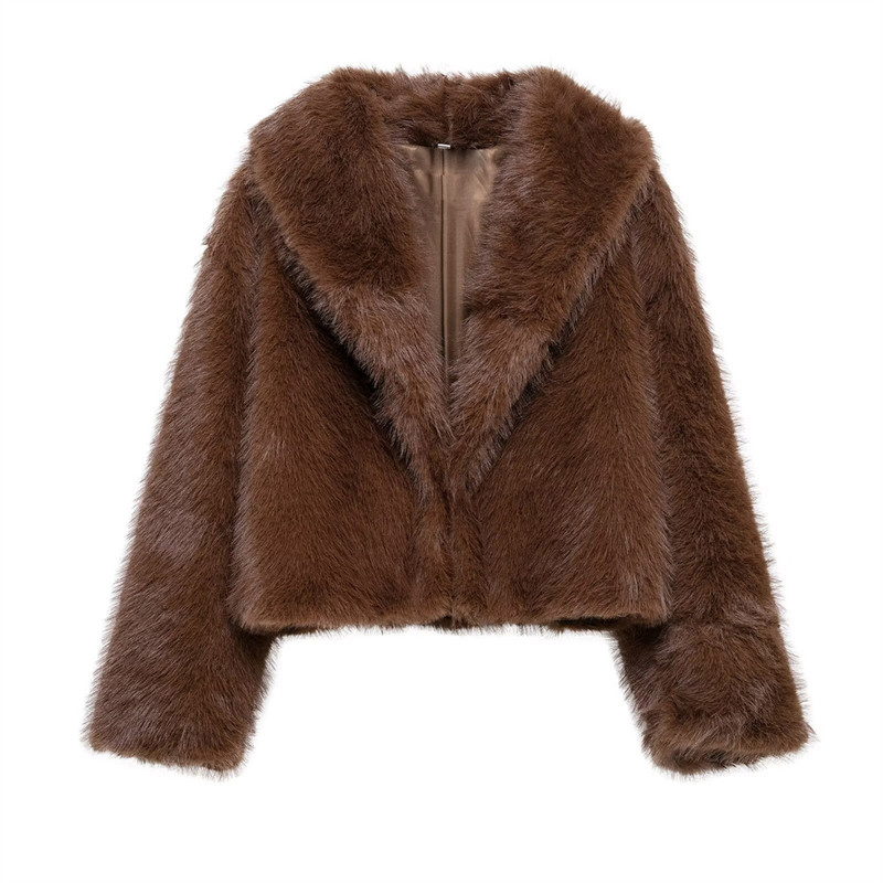 New Item, Women's Loose Fur Short Coat, Warm Lapel Long Sleeved Coat for Autumn and Winter