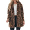 Women's Faux Fur Leopard Jacket, Winter Warm Coat with Pockets, Fashion Streetwear Turn Down Collar Overcoat