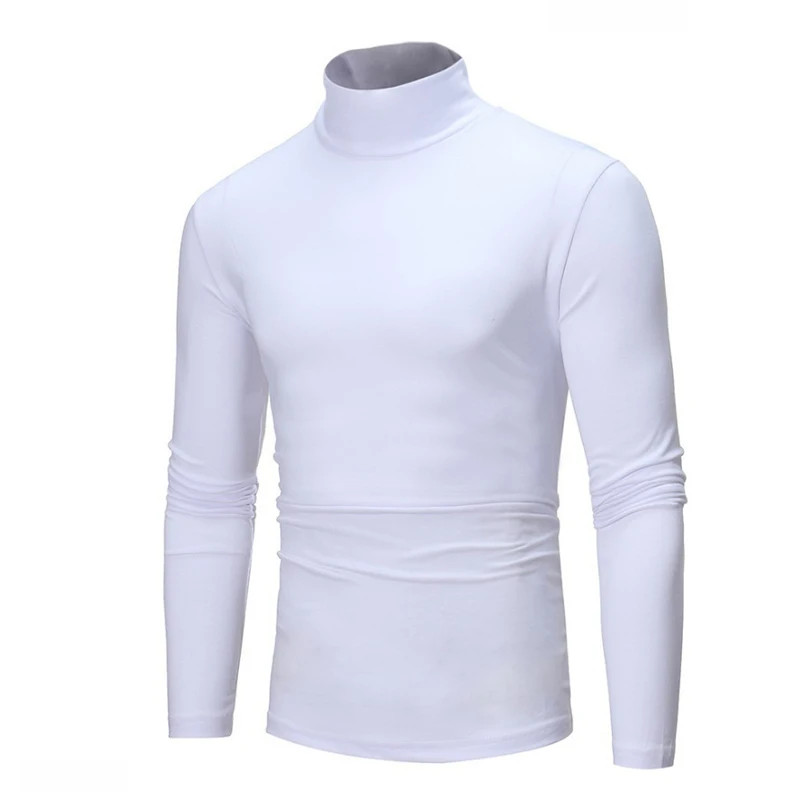 Men's Turtleneck Sweater, Thin Knitted Pullover for Spring and Autumn, Cotton Clothing in Black and White Tops