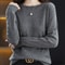 Womens Merino Wool Sweater O Neck Long Sleeve Pullover Spring Autumn Winter Basic Jumper Knitwear T 0