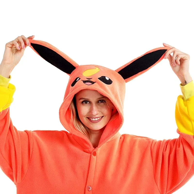 Miniso Flareon Kigurumi, Anime Cosplay Costume, One Piece Pajamas For Women and Men, Halloween Christmas Gift