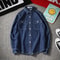 Vintage Denim Shirt for Men, Long Sleeve Loose Fit, Casual Jacket, Distressed Workwear Top