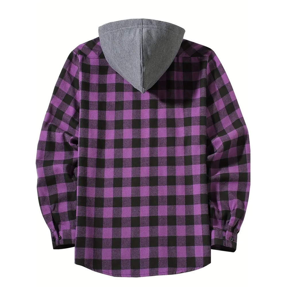 Classic Plaid Shirt For Men Hooded Flannel Jacket Casual Button Down With Long Sleeves And Double P 1