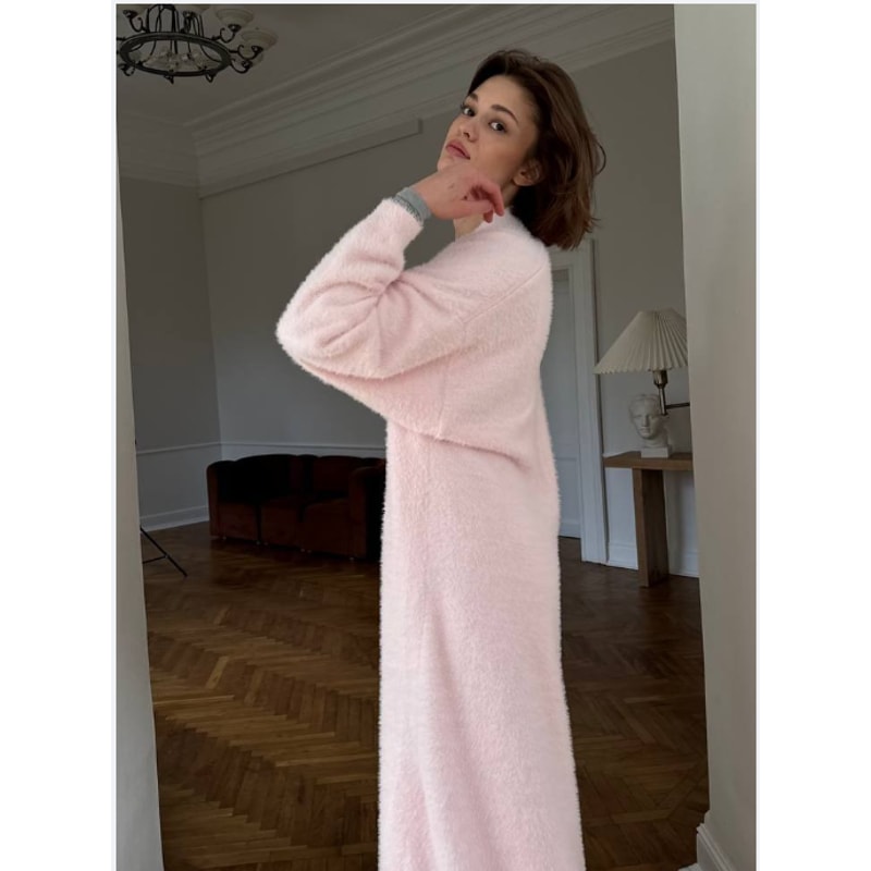 Vintage Cardigan for Women, Fluffy Warm Long Sleeve, Oversize Knitted Sweater, Solid White Autumn Winter Fashion