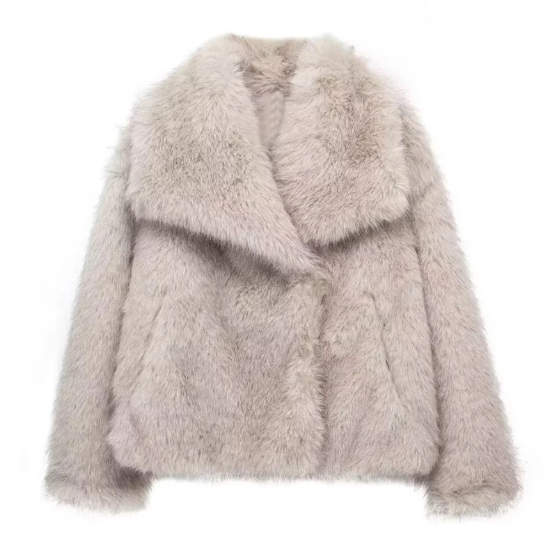 Luxurious Winter Faux Fur Coat For Women Warm Plush Fluffy Jacket Autumn Outerwear In Red Gray Blac 8