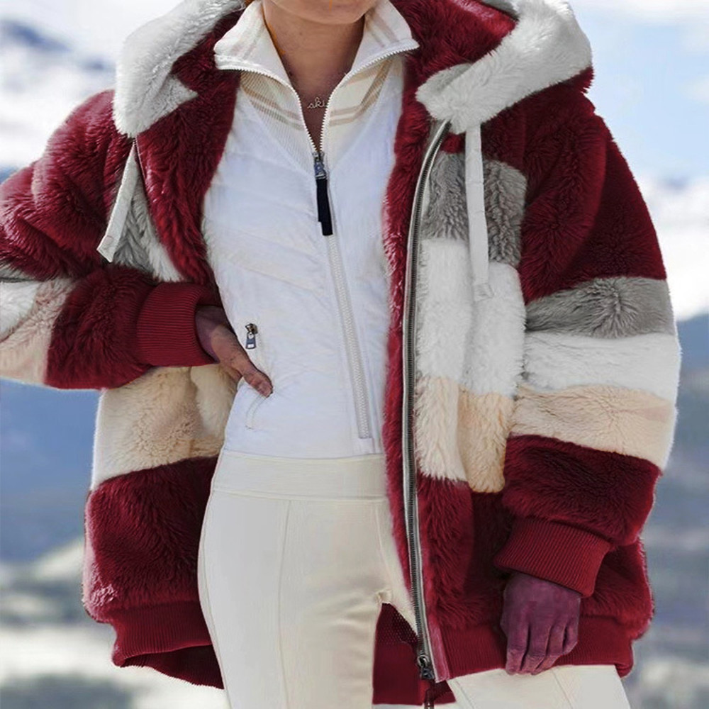 Oversized Jacket for Women, Warm Plush Hooded Coat, Loose Streetwear Outerwear, Autumn Winter Fashion