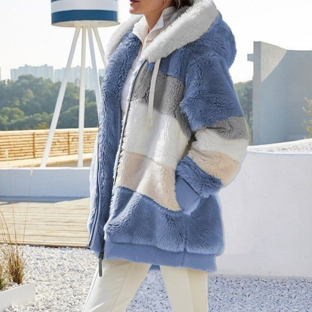 Oversized Jacket for Women, Warm Plush Hooded Coat, Loose Streetwear Outerwear, Autumn Winter Fashion