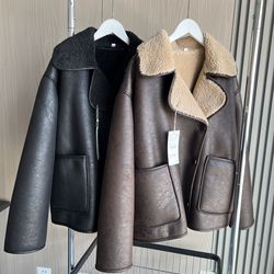 women's oversized jacket, double sided collar warm coat, fall winter new arrival long sleeve coat