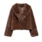 Women's Solid Color Fur Coat, Loose Fit Short Jacket for Autumn and Winter, Warm Lapel Long Sleeve New Fashion