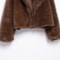 Women's Solid Color Fur Coat, Loose Fit Short Jacket for Autumn and Winter, Warm Lapel Long Sleeve New Fashion
