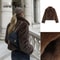 Brown Faux Fur Jacket, Women's Retro Streetwear Coat, Casual Crop Style with Side Pockets, Thick Warm Lapel for Winter