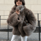 Chic Women's Furry Coat, Loose Fit with Stand Up Collar, Thick Warm Winter Outerwear, Solid Color Fashion