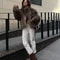 Chic Women's Furry Coat, Loose Fit with Stand Up Collar, Thick Warm Winter Outerwear, Solid Color Fashion