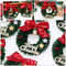 Mini Christmas Wreaths Pack, Artificial Plastic Tree Ornaments, Festive Red Bows and Golden Bells Decorations