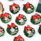 Mini Christmas Wreaths Pack, Artificial Plastic Tree Ornaments, Festive Red Bows and Golden Bells Decorations