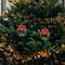Mini Christmas Wreaths Pack, Artificial Plastic Tree Ornaments, Festive Red Bows and Golden Bells Decorations