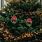 Mini Christmas Wreaths Pack, Artificial Plastic Tree Ornaments, Festive Red Bows and Golden Bells Decorations