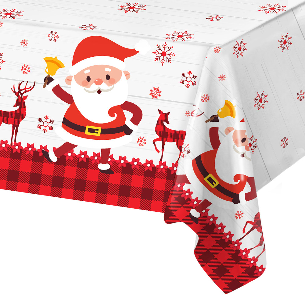 Merry Christmas Decors For Home Santa Claus Elk Deer Tablecloth Navidad Natal Table Cover New Year  0