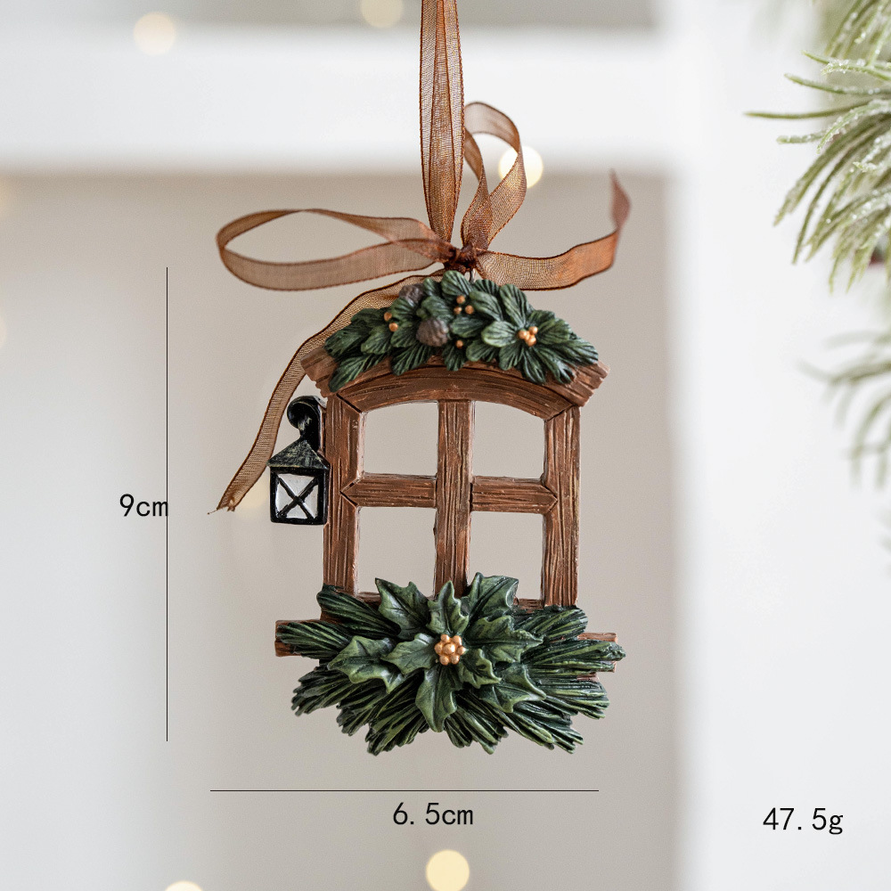 Three-dimensional Christmas Tree Pendant, Retro Bell Resin Pendant, New Christmas Decoration, Holiday Decorative Gift