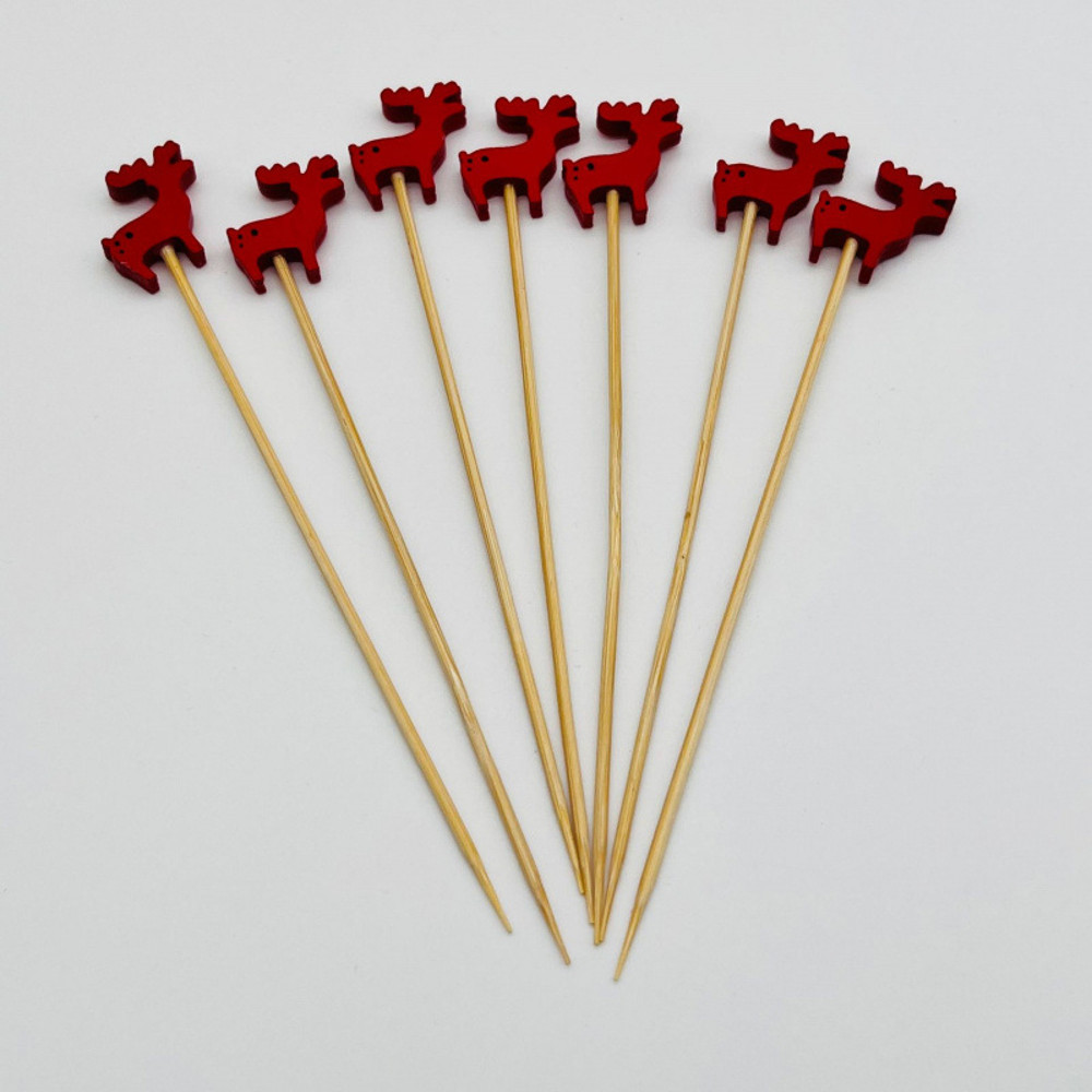 Bamboo Stick Christmas Santa Snowman, Elk Angel Skewer, Party Disposable Decoration, Fruit Dessert Food Toothpicks
