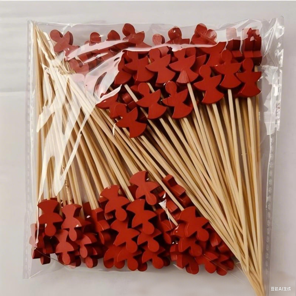 Bamboo Stick Christmas Santa Snowman, Elk Angel Skewer, Party Disposable Decoration, Fruit Dessert Food Toothpicks