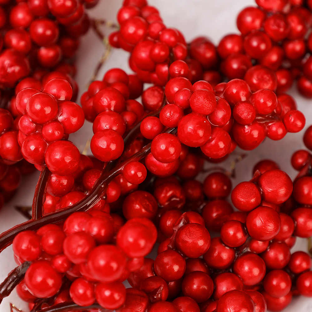 Fake Berries Pearl Beads Artificial Red Cherry Stamen DIY Christmas Wreath Holiday Party And New Ye 0