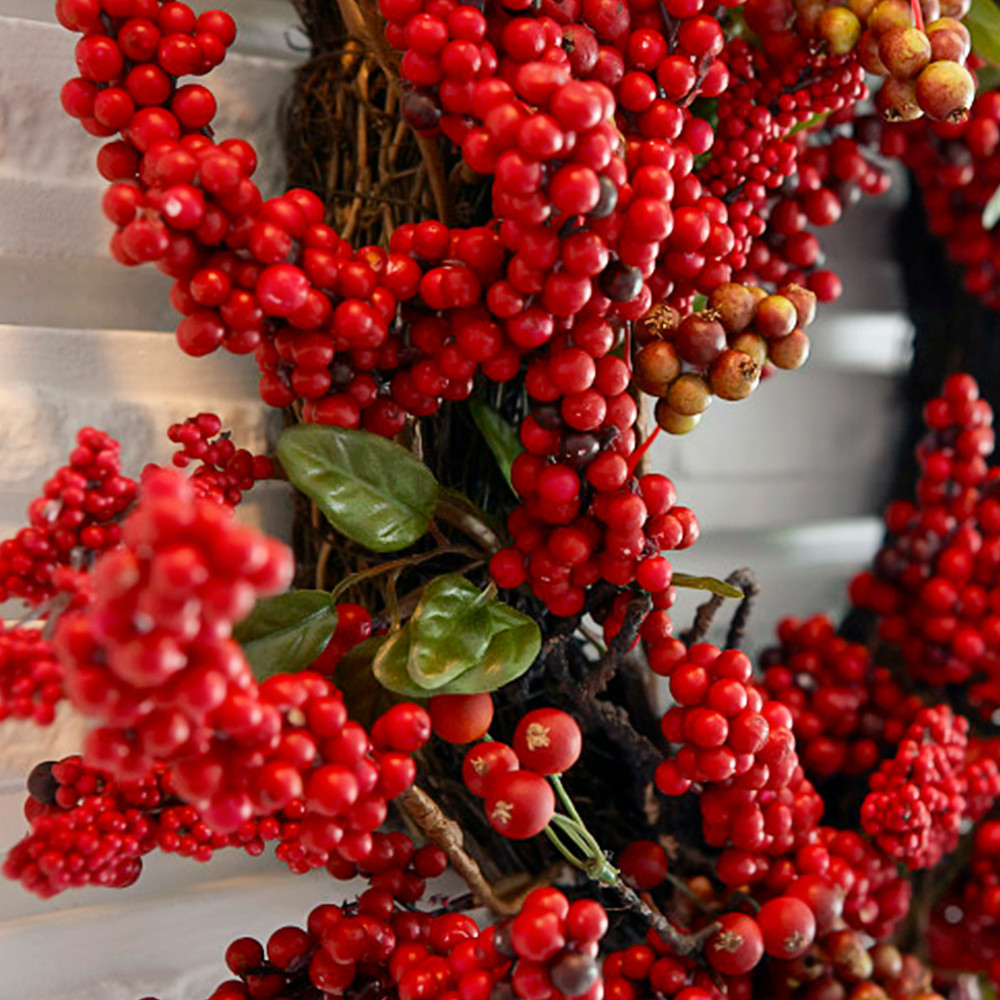 Fake Berries Pearl Beads Artificial Red Cherry Stamen DIY Christmas Wreath Holiday Party And New Ye 1