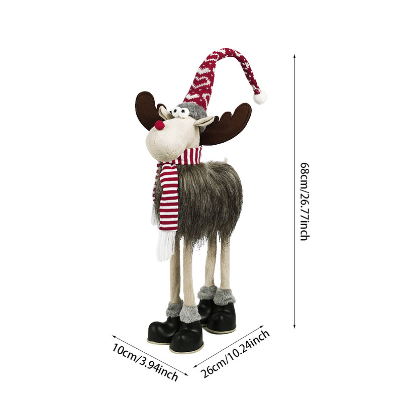 Dolls Navidad Figurine Ornaments, Christmas Large Standing Elk, With Lights Reindeer, Gift New Year Home Decor