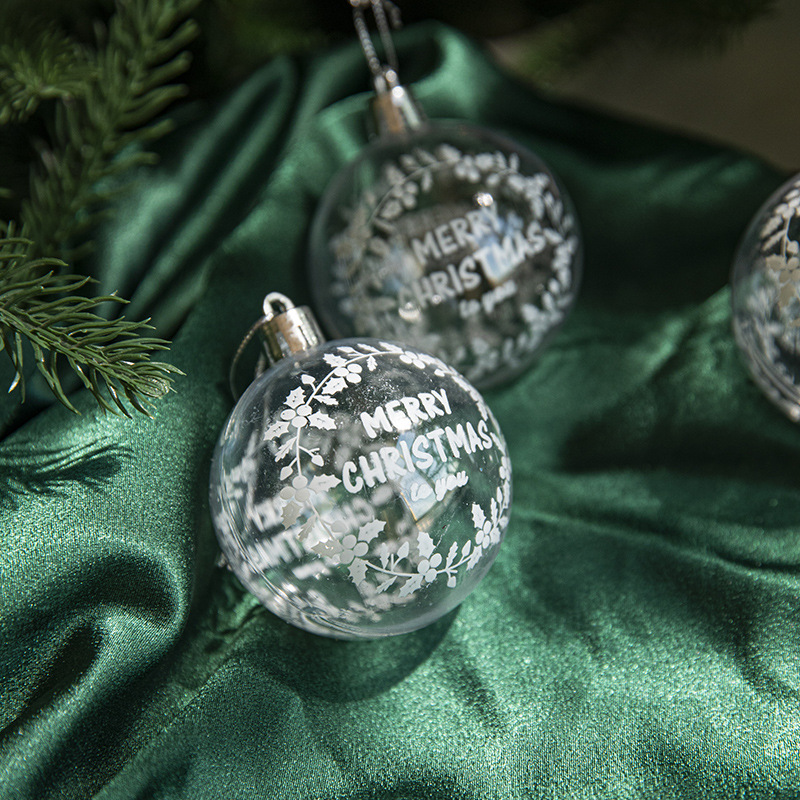 Christmas Tree Decoration Transparent Painted Christmas Ball White Snowball Pendant Home Decor 1