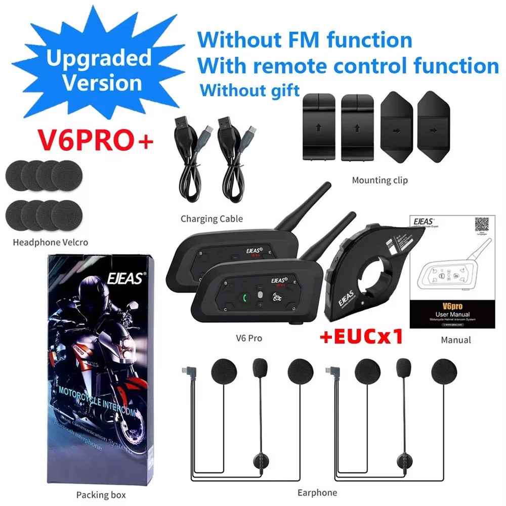 Motorcycle Bluetooth Helmet Headset MOTO Communicator Interphone For 6 Riders IP65 Waterproof 8