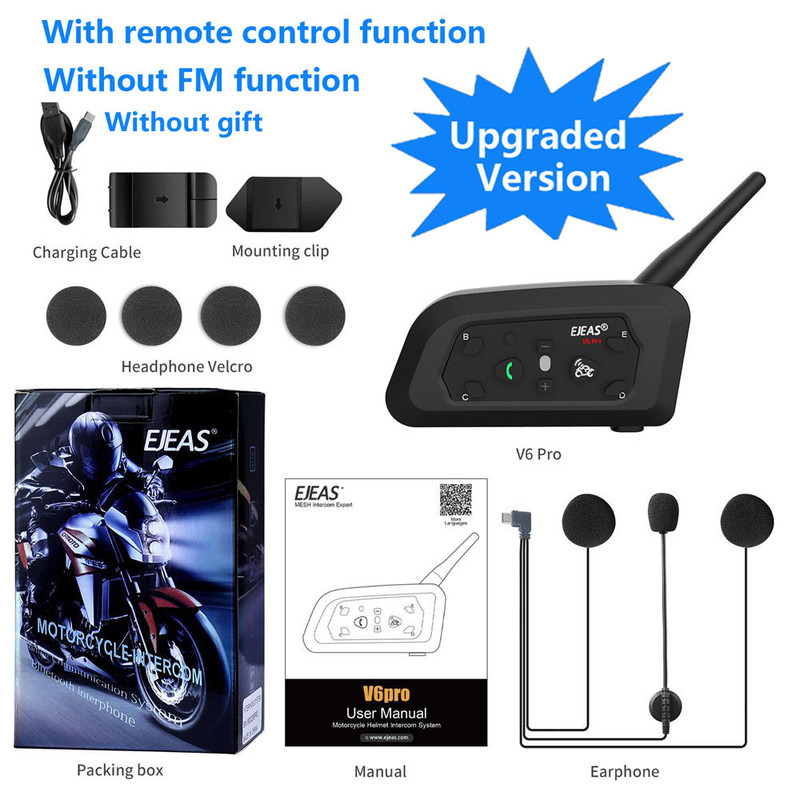 Motorcycle Bluetooth Helmet Headset MOTO Communicator Interphone For 6 Riders IP65 Waterproof 5