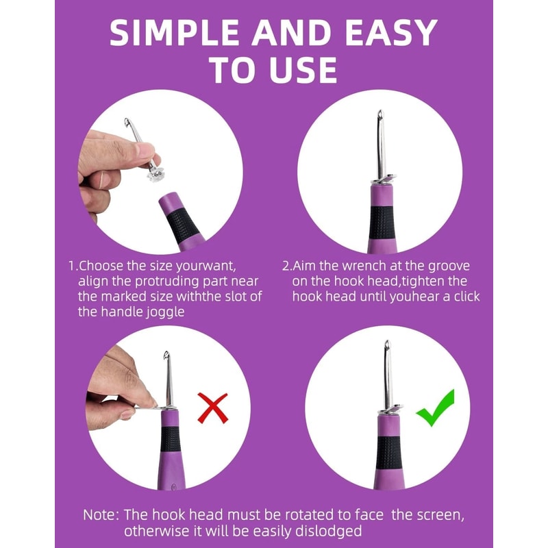 crochet hook kit showing digital row counter close up