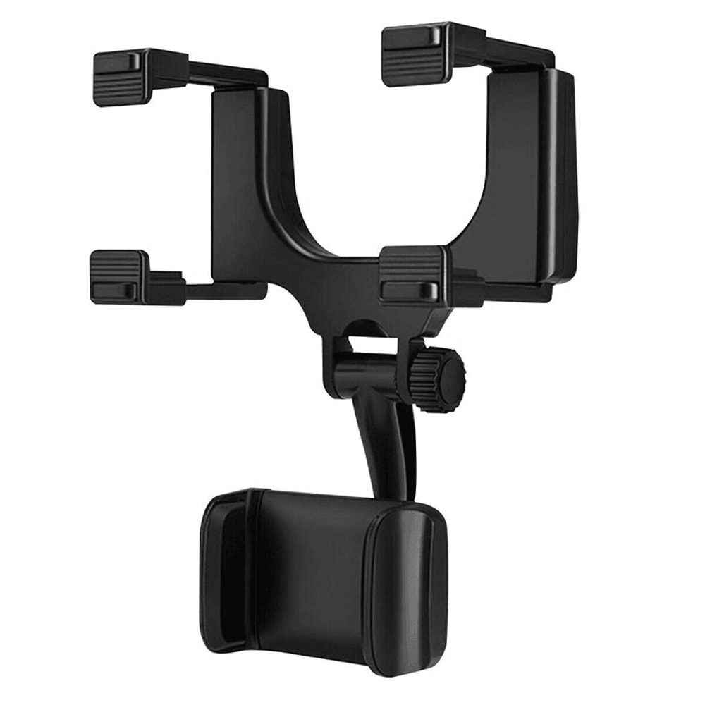 Adjustable rearview mirror phone mount