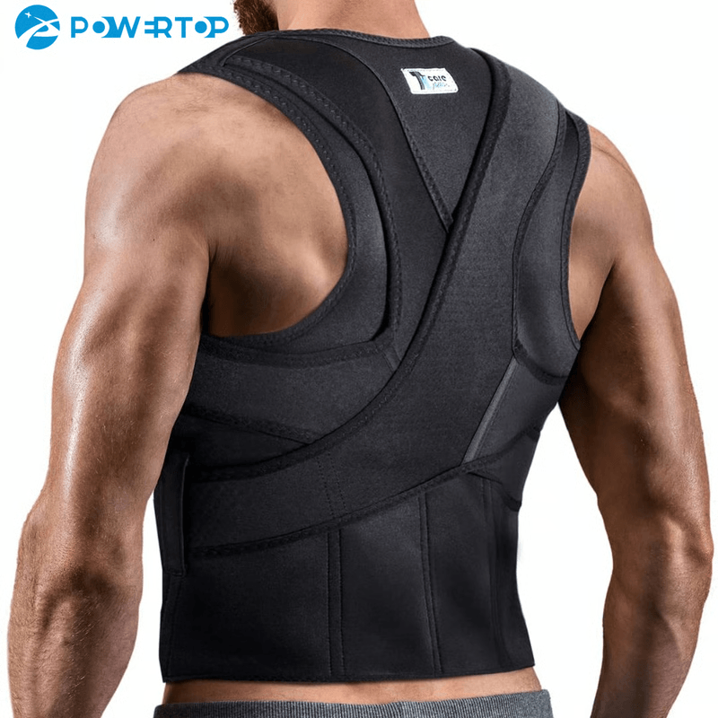 posture corrector back brace worn under shirt for office work
