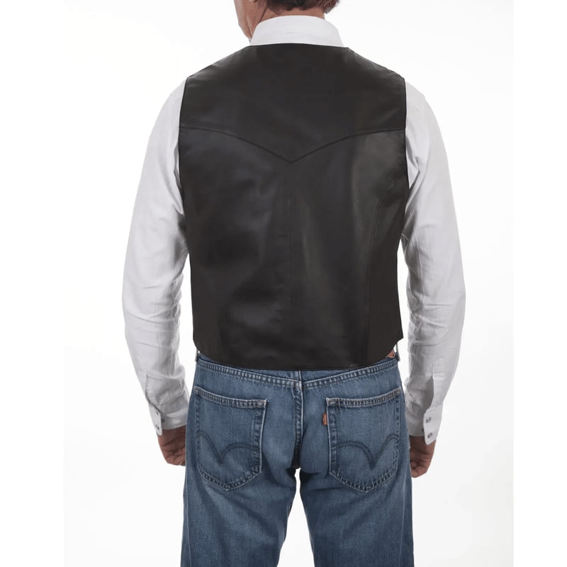 snap front mens casual leather vest