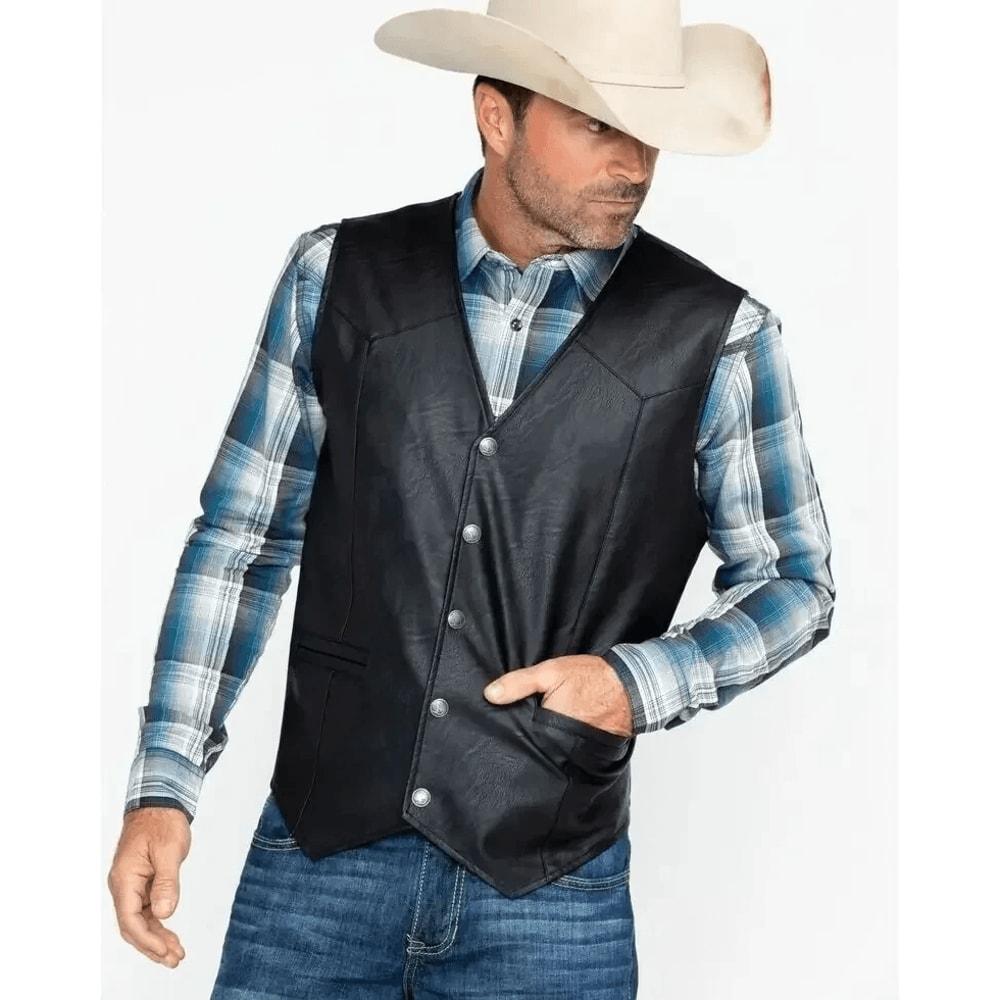 classic mens leather riding vest